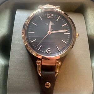 Fossil Black and Gold Watch with Minimalist Design